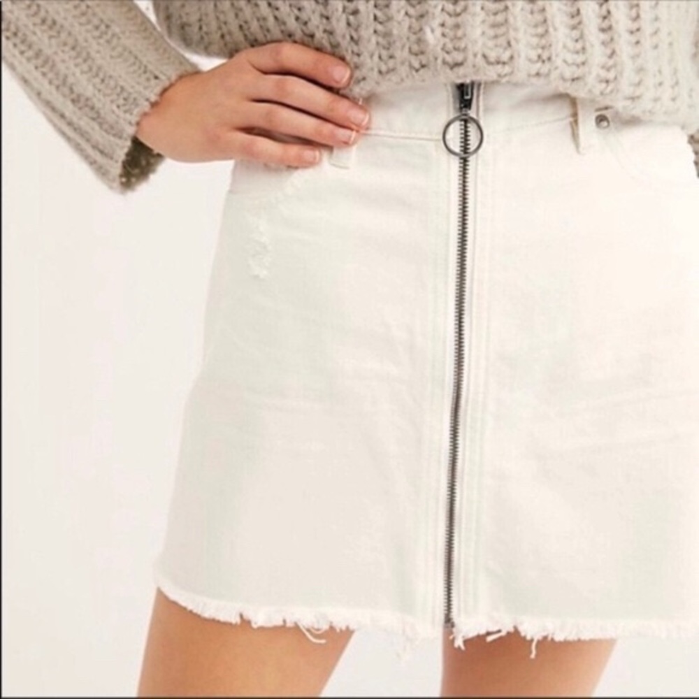 NWT Free People Zip It Up Mini Denim Skirt